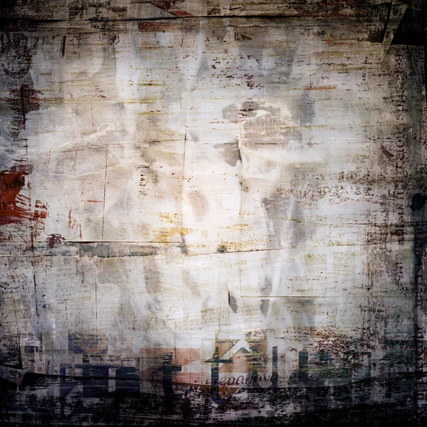 Grunge pintado colagem de papel rasgado, rachado fundo riscado com letras — Fotografia de Stock