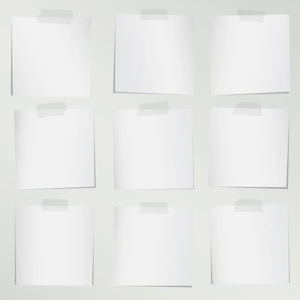 Set of various gray note papers on white background — Stock Vector