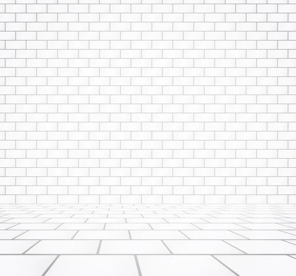 Struttura della parete in mattoni bianchi con camminamento di piastrelle in pietra — Vettoriale Stock