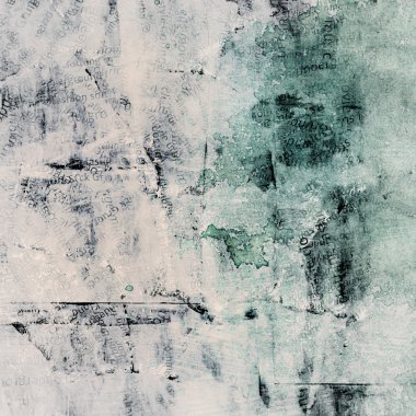 Grunge yırtık kağıt kolaj farklı kelimelerle boyalı kırık çizik arka plan