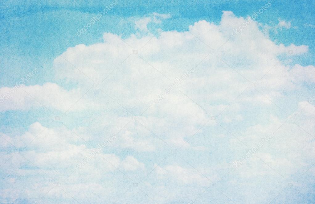 Blue watercolor cloud and sky.