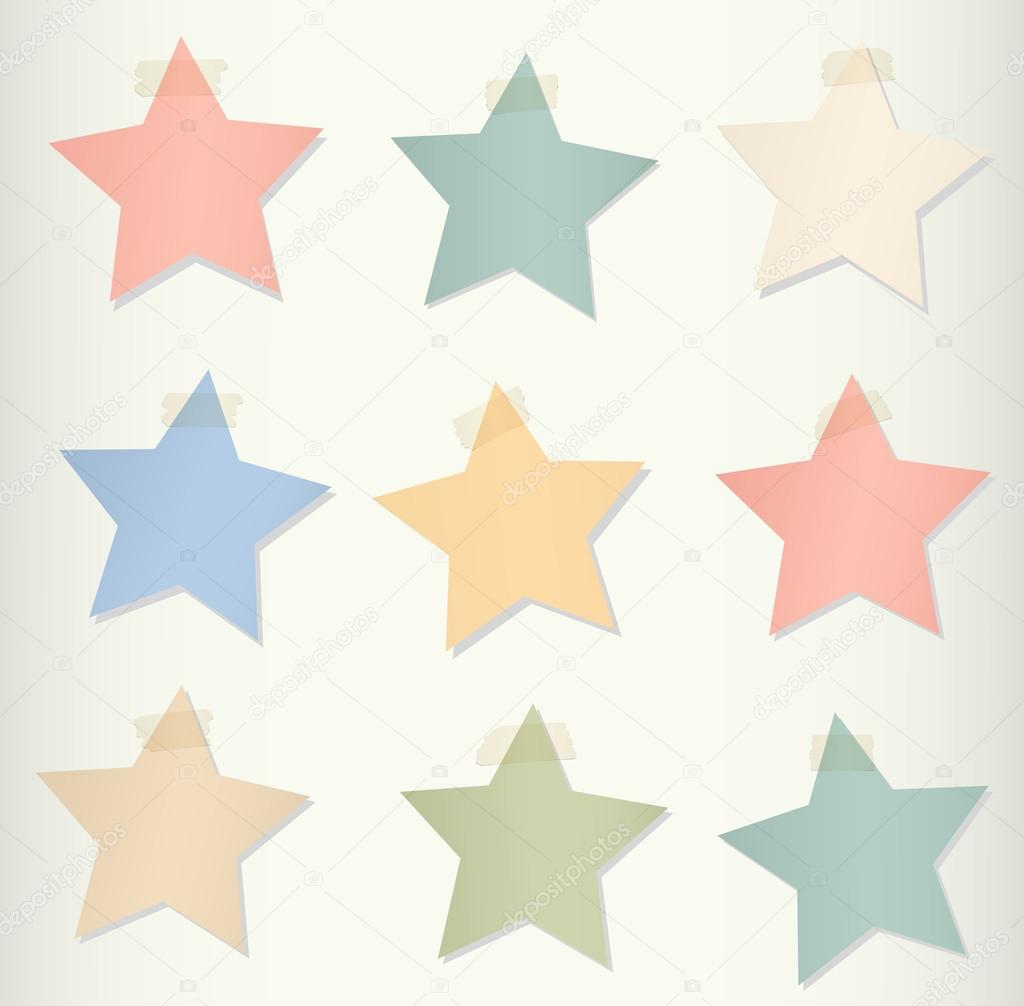 Colorful paper stars stick on light background