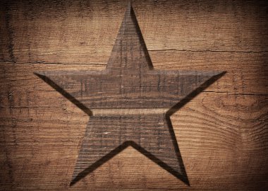 Kahverengi çizilmiş gemide yıldız ahşap dekorasyon