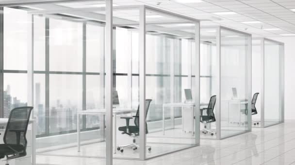 Social Distancing Modern Office Glass Cubicle — Stock Video