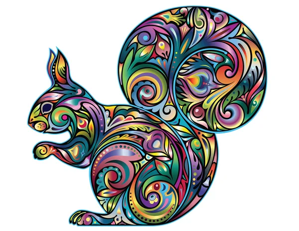 Écureuil de couleur avec des motifs — Image vectorielle