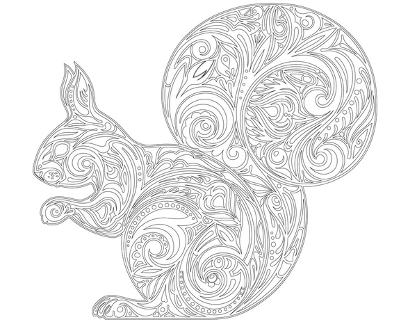 Monochrome squirrel with patterns — Stock Vector