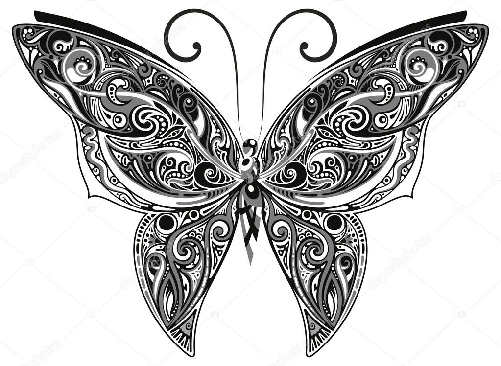 Openwork Butterfly Monochrome Vector Image By C Kubera Vector Stock