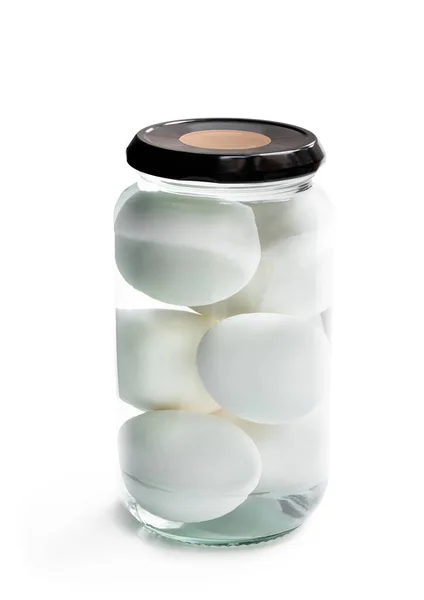 Pickled Eggs Glass Jar Isolated White — Stock Photo, Image