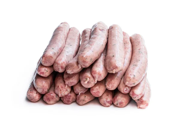 Schweinswürste Chipolatas Isoliert Auf Weißem Hintergrund — Stockfoto