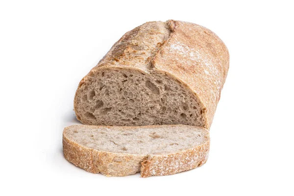 Huisgemaakt Volkoren Bloeibrood Geïsoleerd Wit — Stockfoto