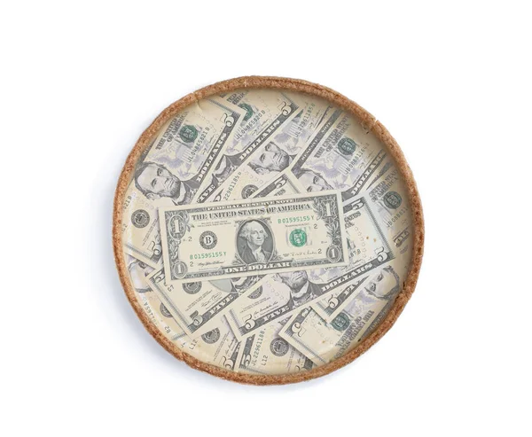 Konzept Des Monetären Kuchens Zeigt Haushaltsposten Als Teile Des Ganzen — Stockfoto