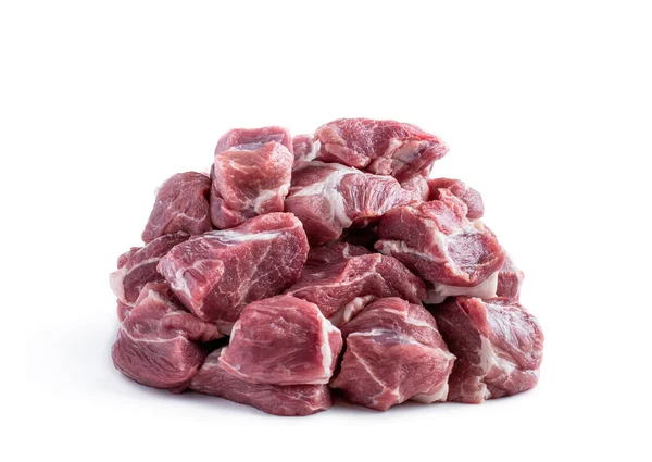 Carne Maiale Cruda Fette Isolate Sfondo Bianco — Foto Stock