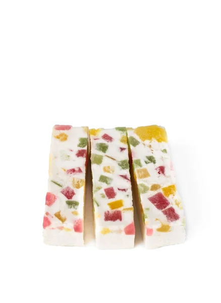Jablečná Želatina Dezert Cukr Zdarma Pastila Marshmallow Kostky Izolované Bílém — Stock fotografie