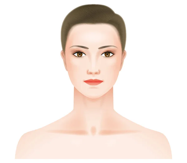 Wajah Terlihat Dari Depan Seorang Wanita Dengan Makeup Berat - Stok Vektor