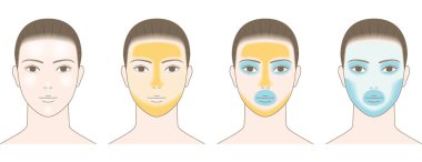 Normal, yağlı, kuru ve karışık ciltli kadın yüzü