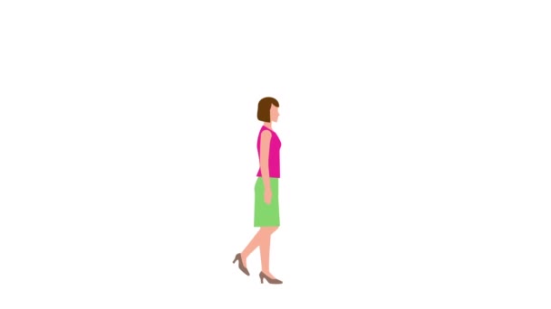 Chodząca Kobieta Widziana Boku Materiały Wideo Ilustracyjne — Wideo stockowe