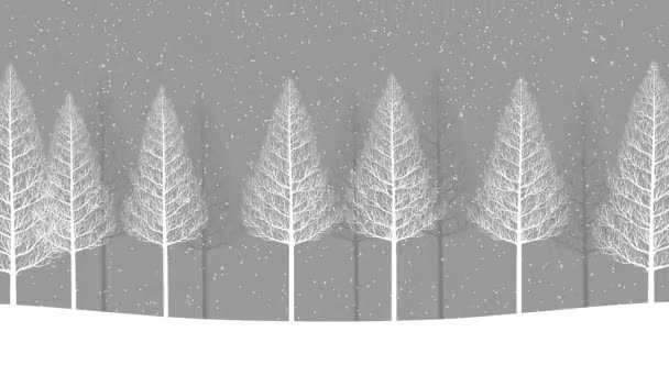 Paesaggio Invernale Con Neve Alberi Materiale Video Illustrativo — Video Stock