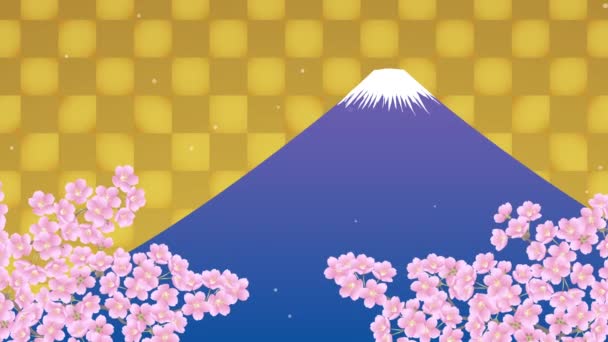 Style Japonais Fuji Les Fleurs Cerisier Pleine Floraison Matériel Fond — Video
