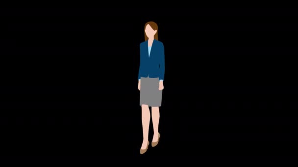 Illustration Video Walking Woman Seen Diagonally Side — Stock Video