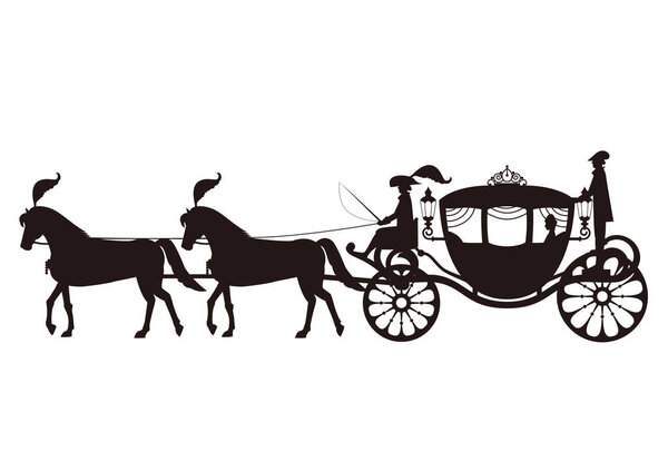 Illustration of a European-style carriage and a princess 