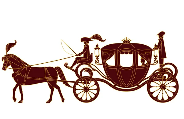 欧洲风格的马车和公主的图例 — 图库矢量图片