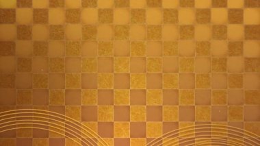 Japanese style background video with golden ring moving against checkered background
