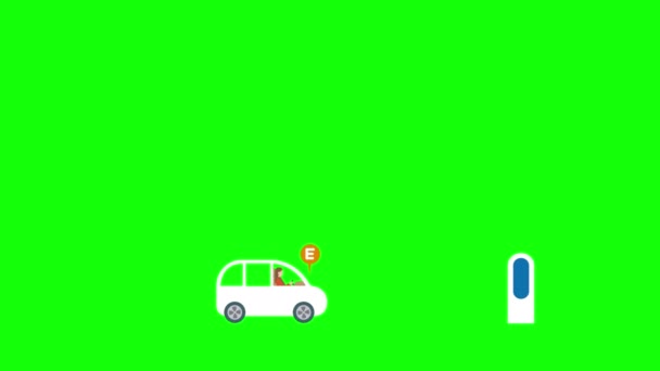 Erv充電ステーションで充電された電気自動車 グリーンバックビデオ — ストック動画