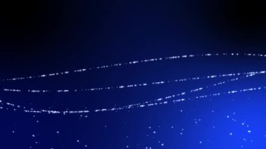 Işık saçan parçacıkların çizgilerinin yavaşça sallandığı mavi illüstrasyon arka plan videosu