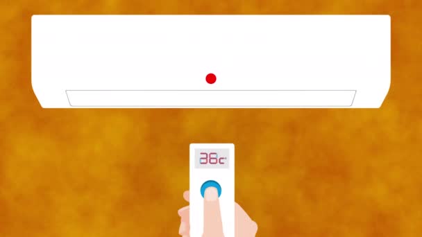化石燃料発電所やエアコンのイラストビデオ 環境破壊地球温暖化のイメージ — ストック動画