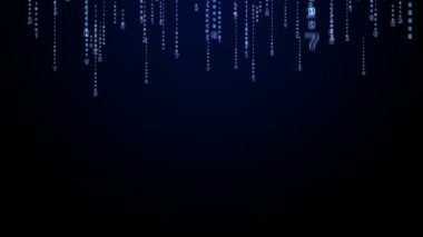 Ekranda hareket eden basamaklı ikili kod siyah ve mavi arkaplan