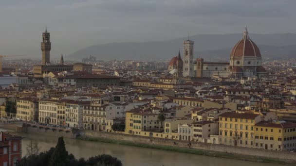 Tid förflutit av Florens gamla staden, däribland katedralen Duomo i Italien — Stockvideo