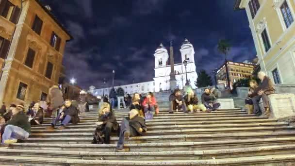 Rzym Piazza di Spagna hiszpański kroki Timelapse — Wideo stockowe