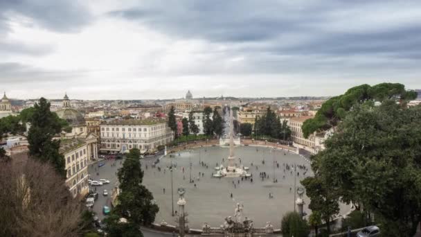 Roma vista de pincio time lapse: Piazza del popolo — Vídeo de Stock