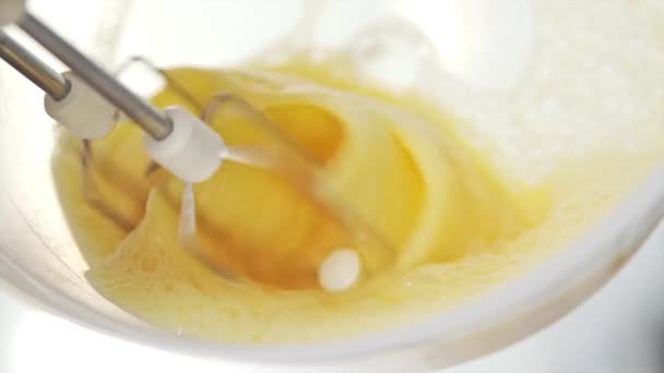 Scrambling Eggs with Whisk, Slow Motion — Stock Video