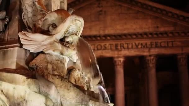 Pantheon Tample och fontän — Stockvideo