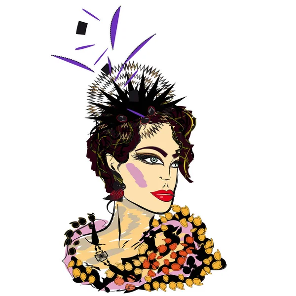 Femme Chapeau Fantaisie — Image vectorielle