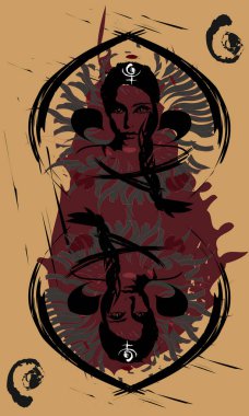 Tarot kartları - sırt tasarımı. Kadın, Plüton, Akrep. Ters taraf