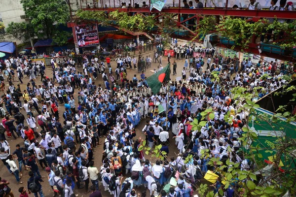 Estudantes Bangladesh Bloqueiam Uma Estrada Durante Protesto Estudantil Daca Agosto — Fotografia de Stock