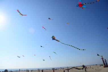 Bangladeş 'teki Coxs Bazar plajındaki Uçurtma Festivali' nde katılımcı renkli uçurtmalar. 1 Şubat 2019 'da Bangladeş Kite Federasyonu tarafından Bangladeş' in başkenti Cox 's Bazar' da düzenlenen Ulusal Uçurtma Festivali 2019. 