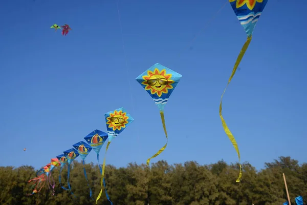 Participant Flying Colorful Kites Kite Festival Event Coxs Bazar Beach — Stock Photo, Image