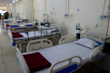 18 Nisan 2021 'de Bangladeş' in Dhaka kentindeki Coronavirus hastaları için en büyük özel hastanenin bir görüntüsü. Coronavirüs hastaları için en büyük özel hastane Dhaka 'da açıldı.. 