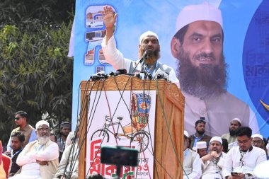 Mamunul Haque 9 Şubat 2026 tarihinde Bangladeş 'in başkenti Dhaka' da Jamaat liderliğindeki 11 partili seçim ittifakı sırasında bir konuşma yaptı..