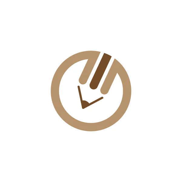 茶色鉛筆ロゴ — ストックベクタ