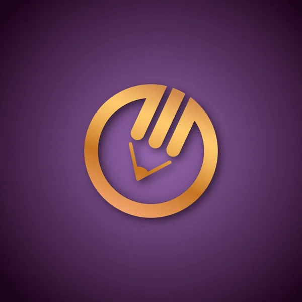 Potlood-logo over paars — Stockvector