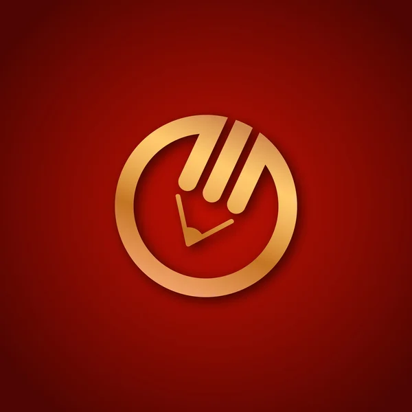 Potlood-logo over rood — Stockvector