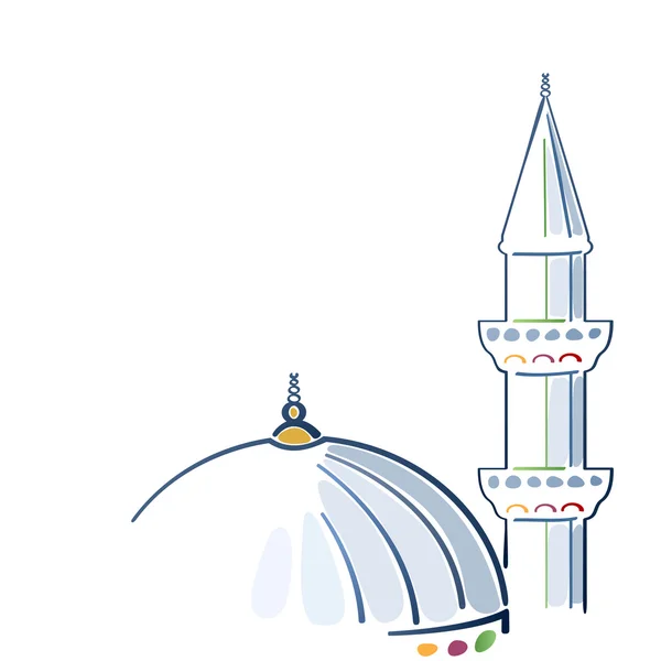Kleurrijke moskee tekening — Stockvector