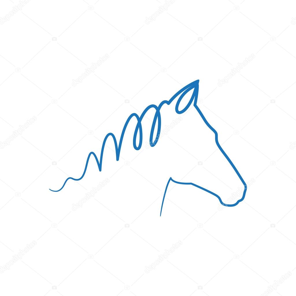 Blue horse logo drawing