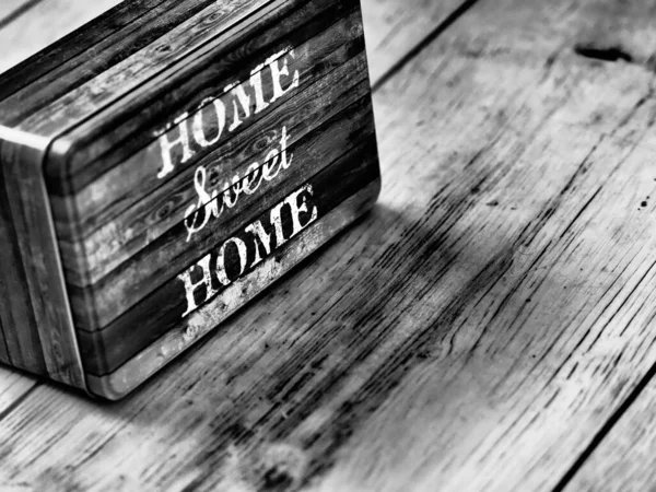 Box Home Sweet Home Black White Colour Decoration Home Wood — Stock Photo, Image