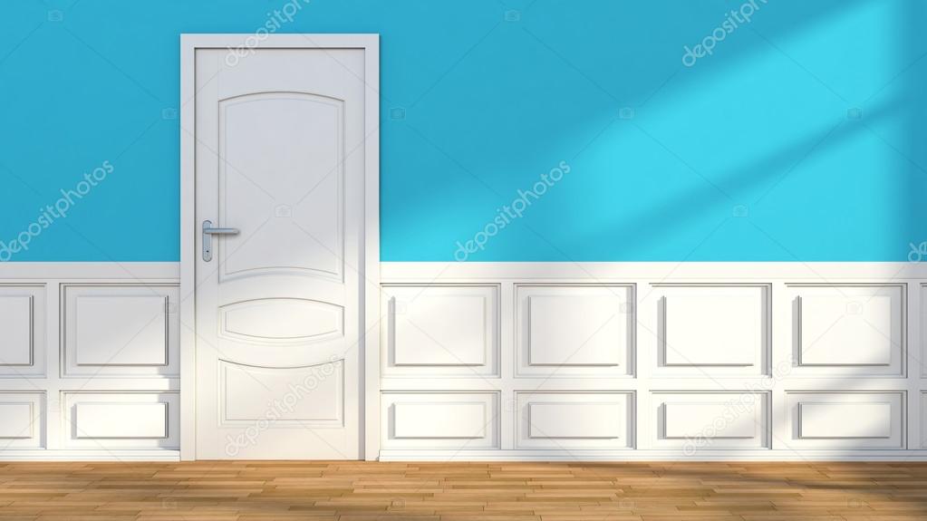 Blauw wit klassieke interieur met deur — Stockfoto © StockerNumber2 ... Blauw wit klassieke interieur met deur — Stockfoto © StockerNumber2 ...