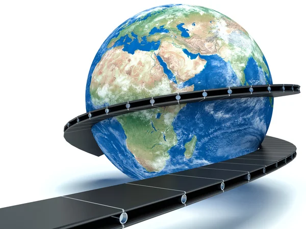 Worldwide delivery on the conveyor Royalty Free Stock Photos